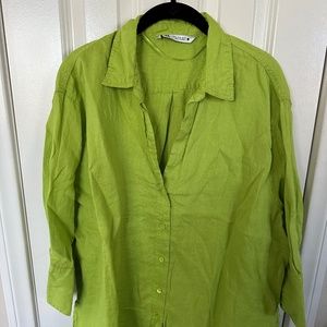 Zara Lime Green Linen Shirt